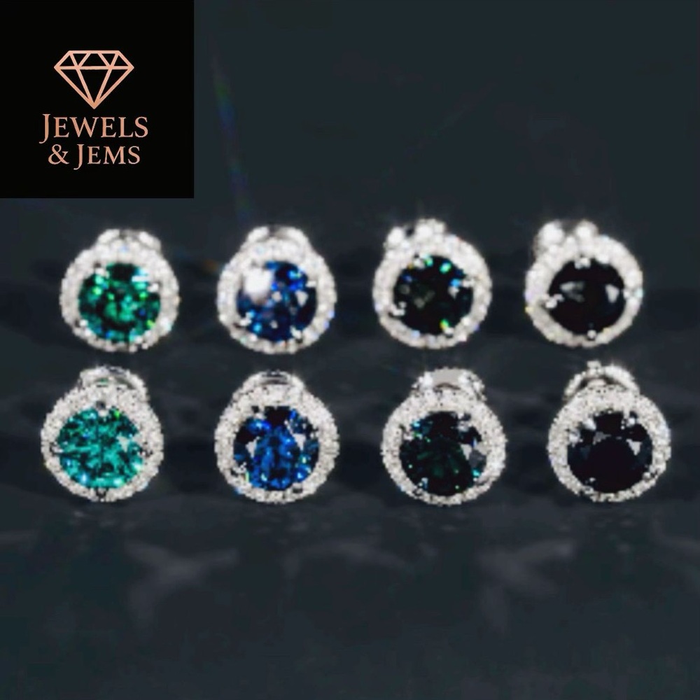 Blue and Silver Halo Earrings with Sparkling Accents